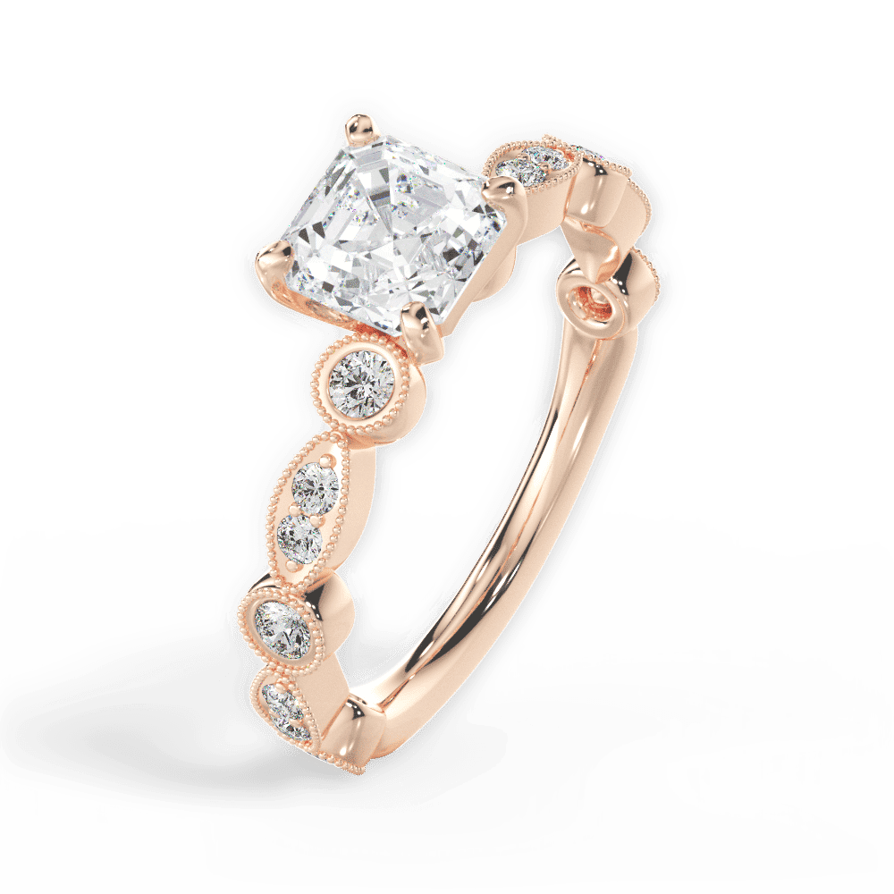 14kt Rose Gold/18kt Rose Gold/asscher/side