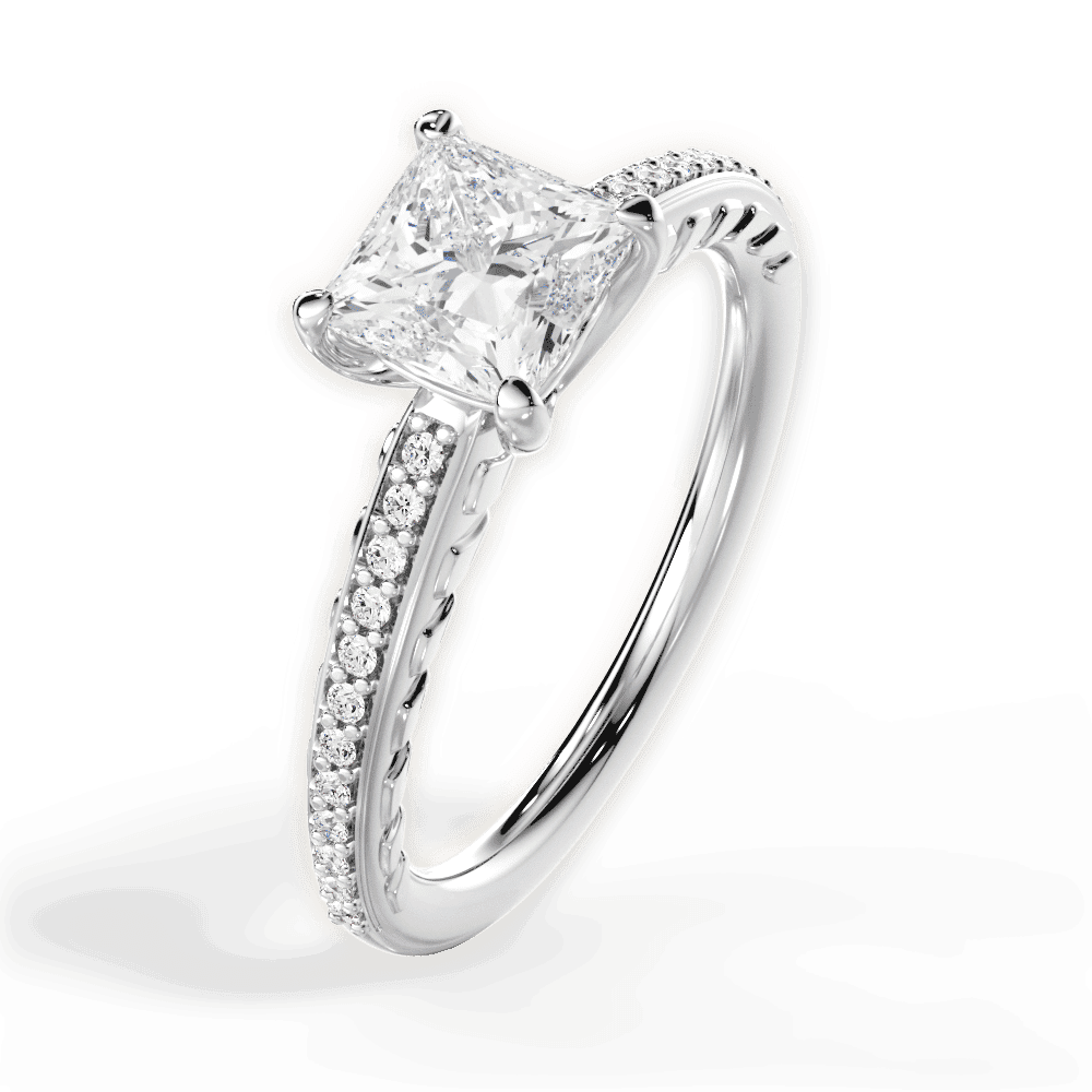14kt White Gold/18kt White Gold/Platinum/princess/side
