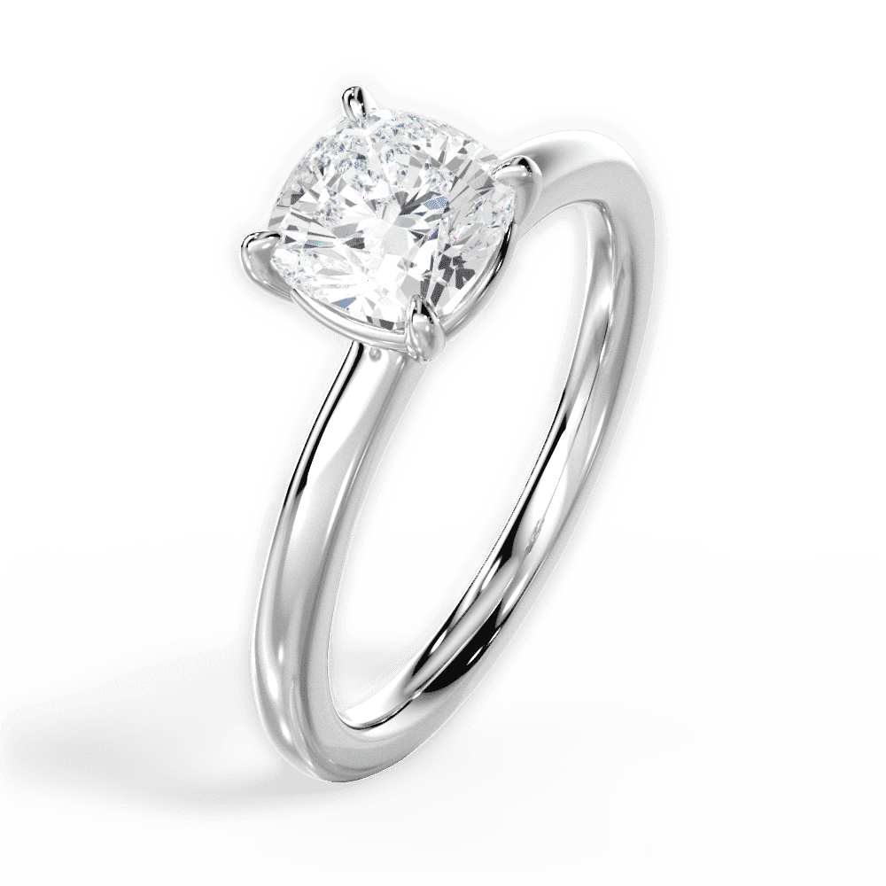 14kt White Gold/18kt White Gold/Platinum/cushion/side