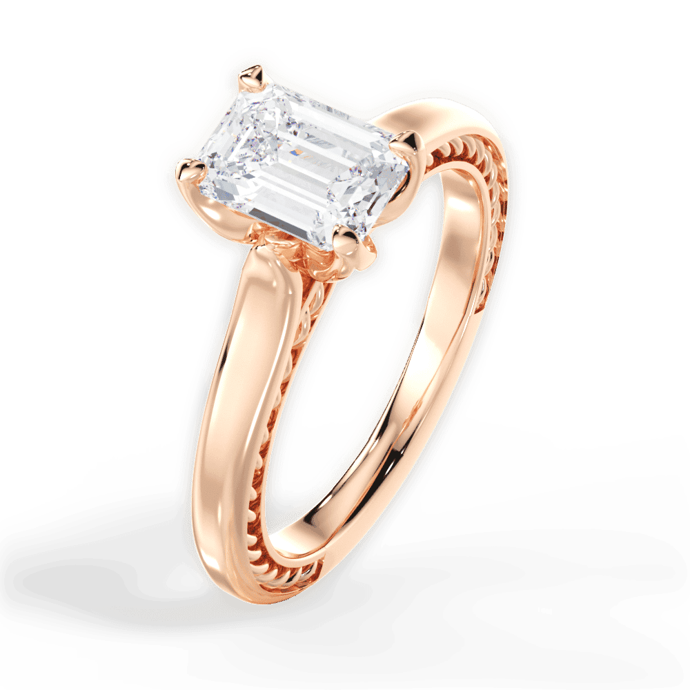 14kt Rose Gold/18kt Rose Gold/emerald/side