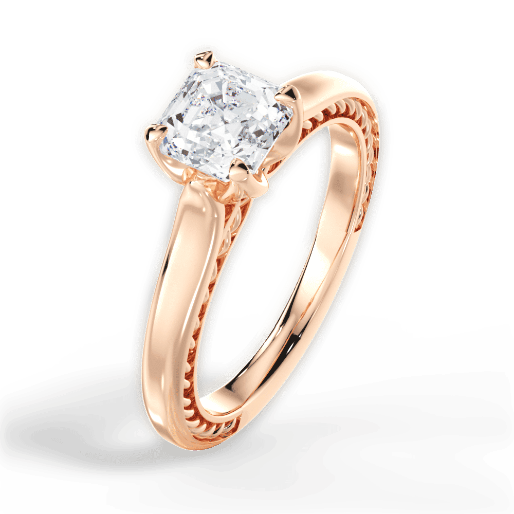 14kt Rose Gold/18kt Rose Gold/asscher/side