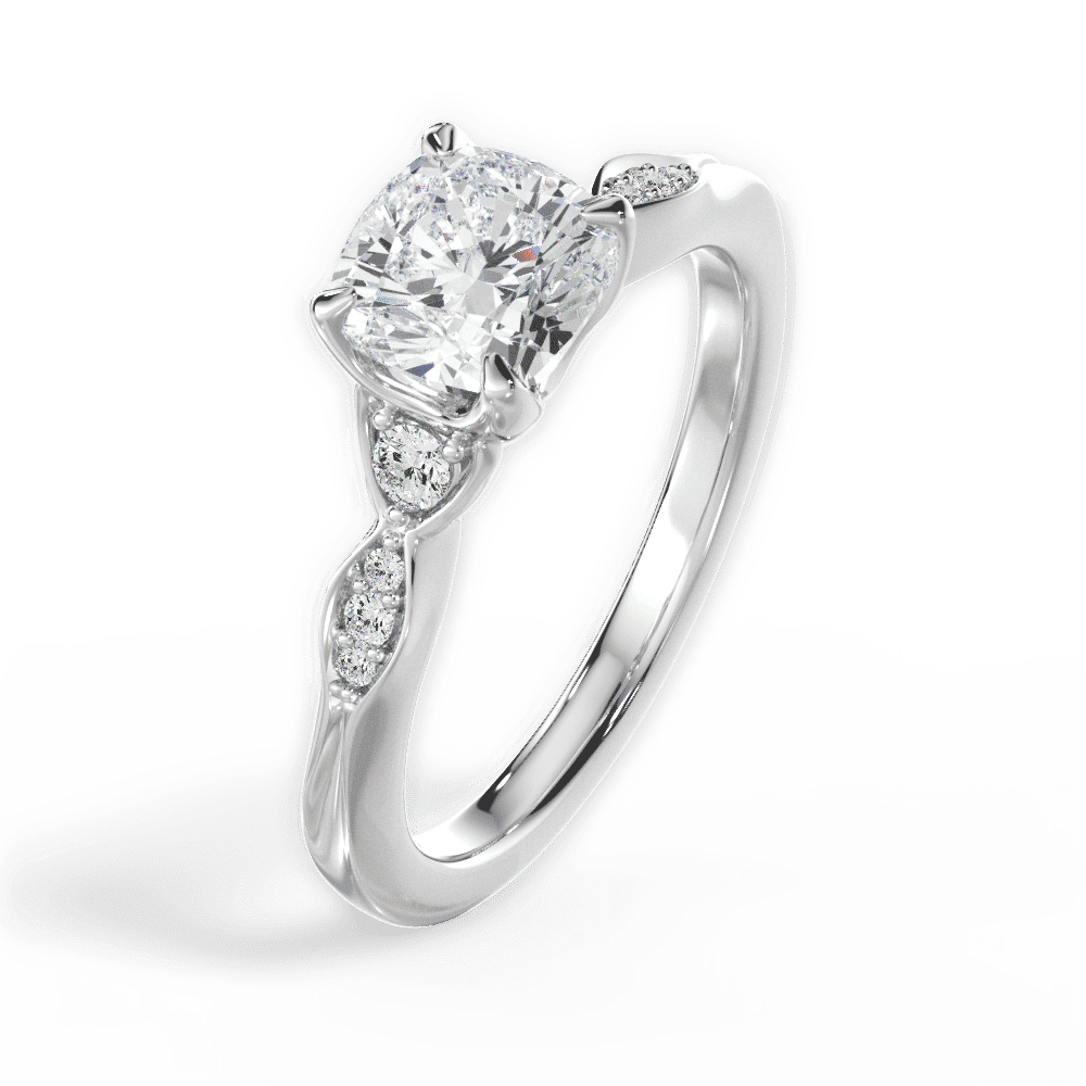 14kt White Gold/18kt White Gold/Platinum/cushion/side