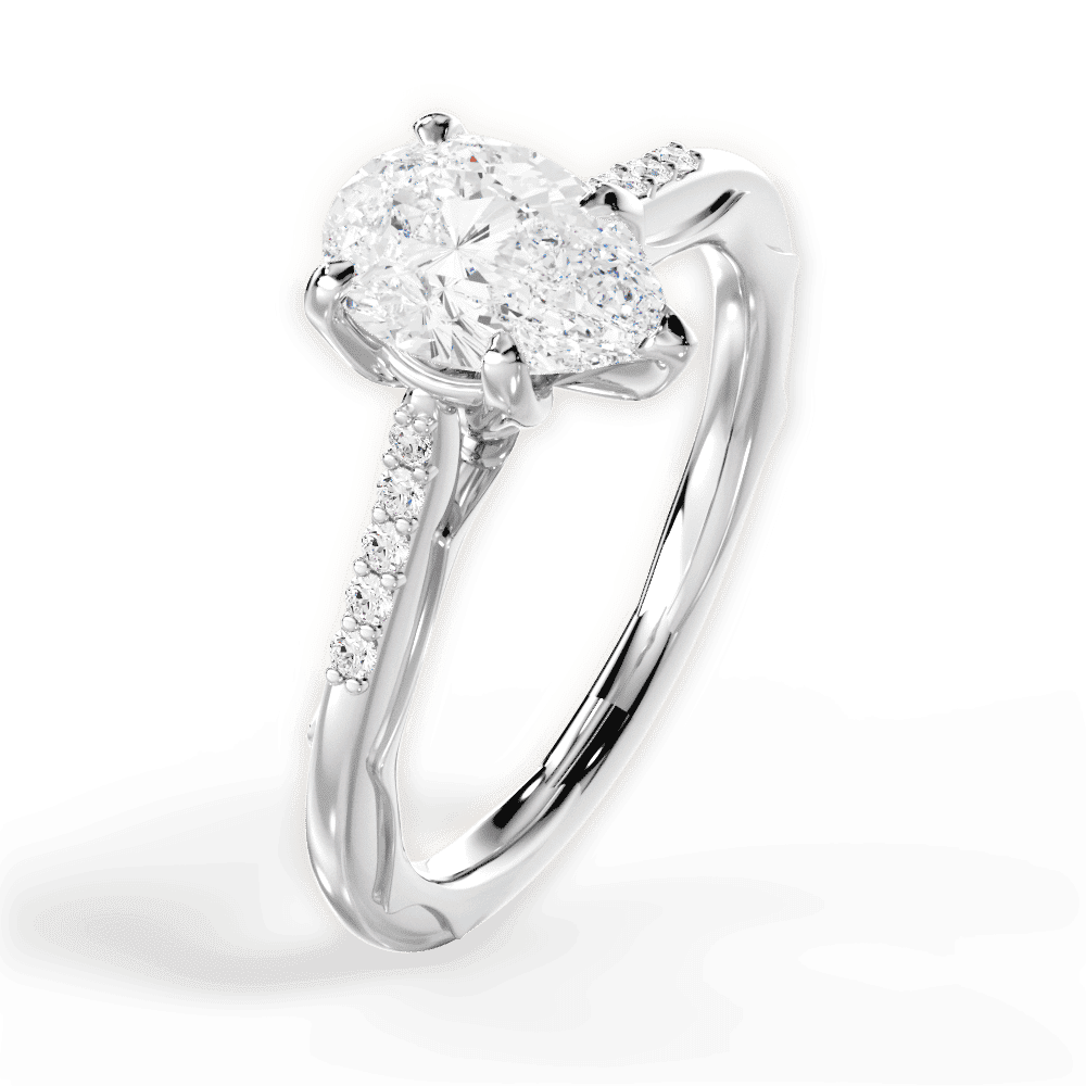 14kt White Gold/18kt White Gold/Platinum/pear/side