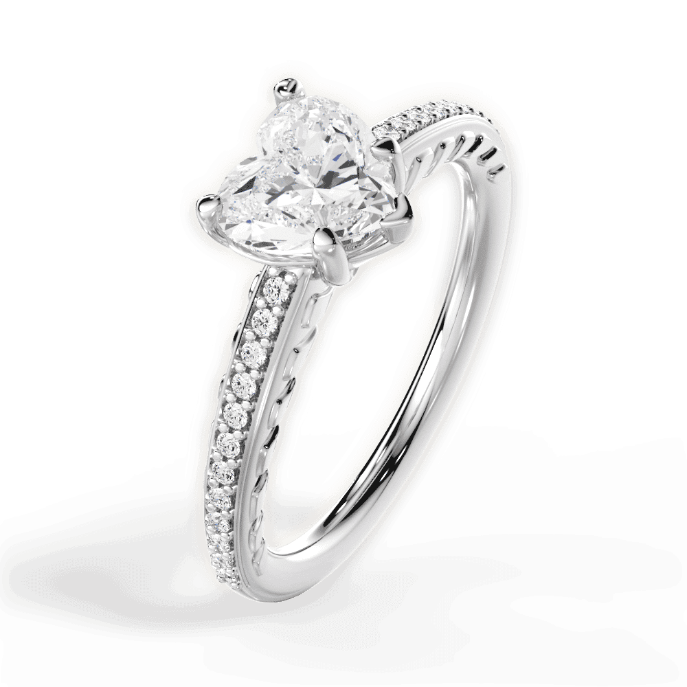 14kt White Gold/18kt White Gold/Platinum/heart/side