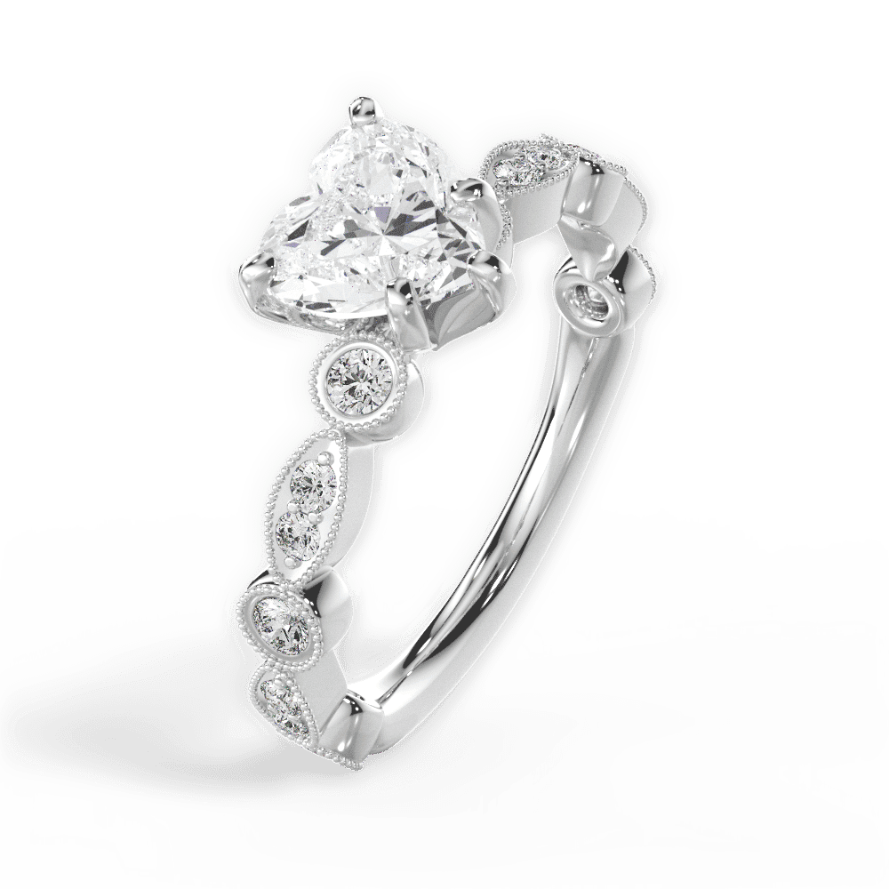 14kt White Gold/18kt White Gold/Platinum/heart/side