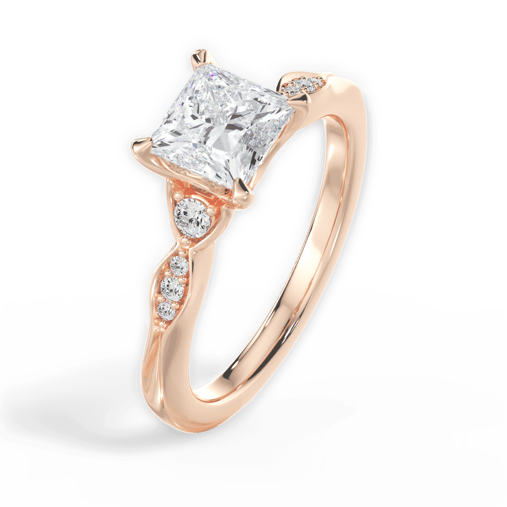 14kt Rose Gold/18kt Rose Gold/princess/side