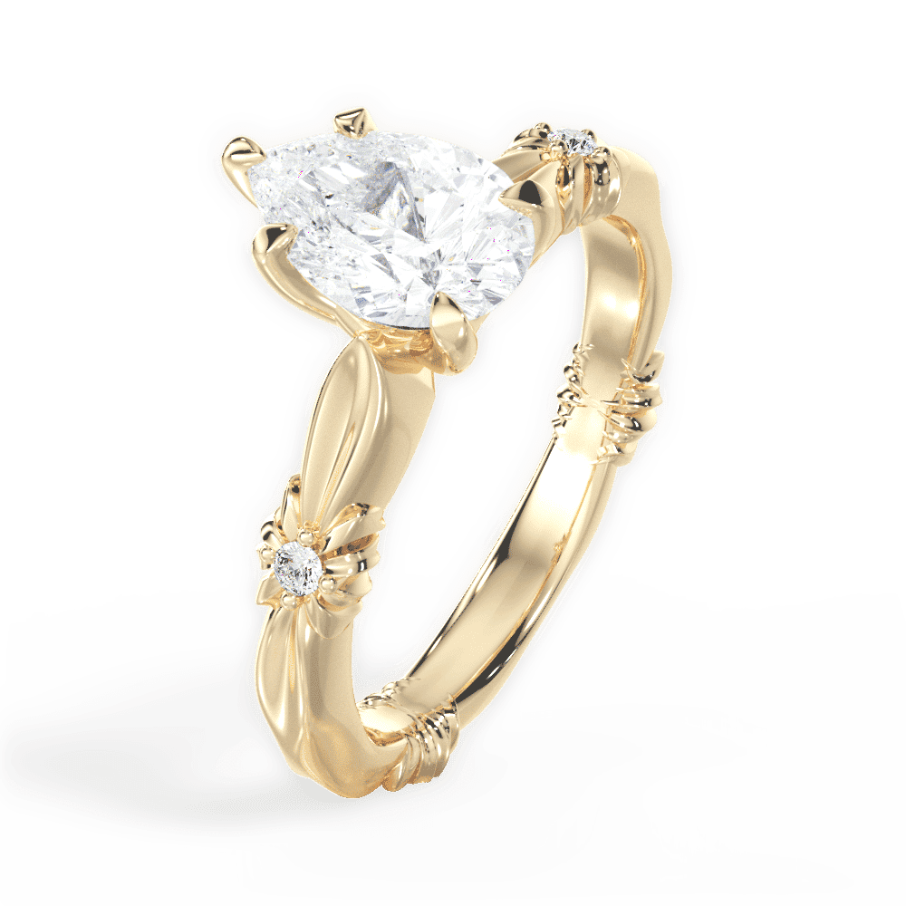 14kt Yellow Gold/18kt Yellow Gold/pear/side