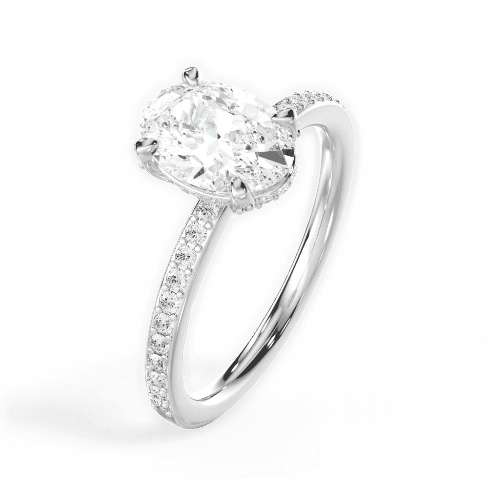 14kt White Gold/18kt White Gold/Platinum/oval/side