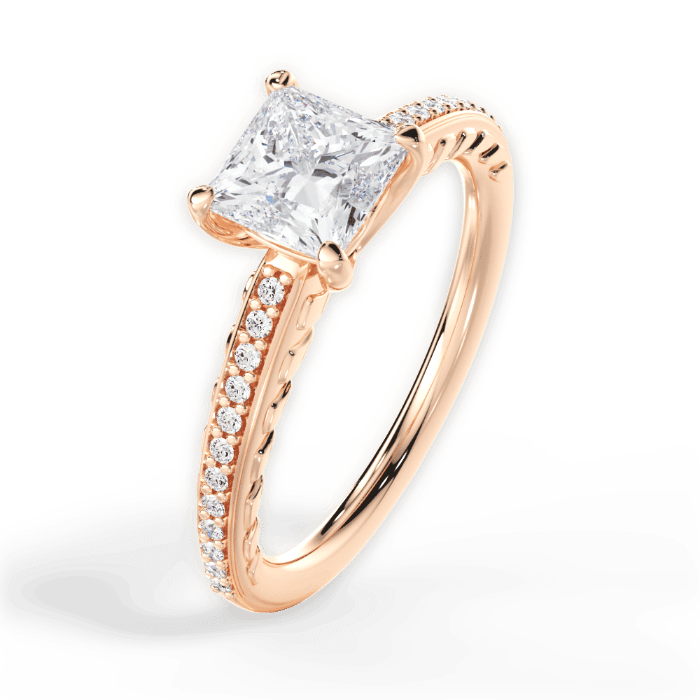 14kt Rose Gold/18kt Rose Gold/princess/side