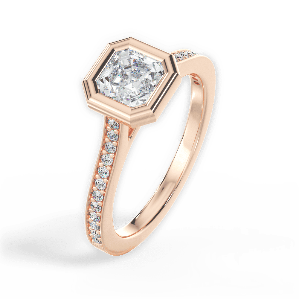 14kt Rose Gold/18kt Rose Gold/asscher/side