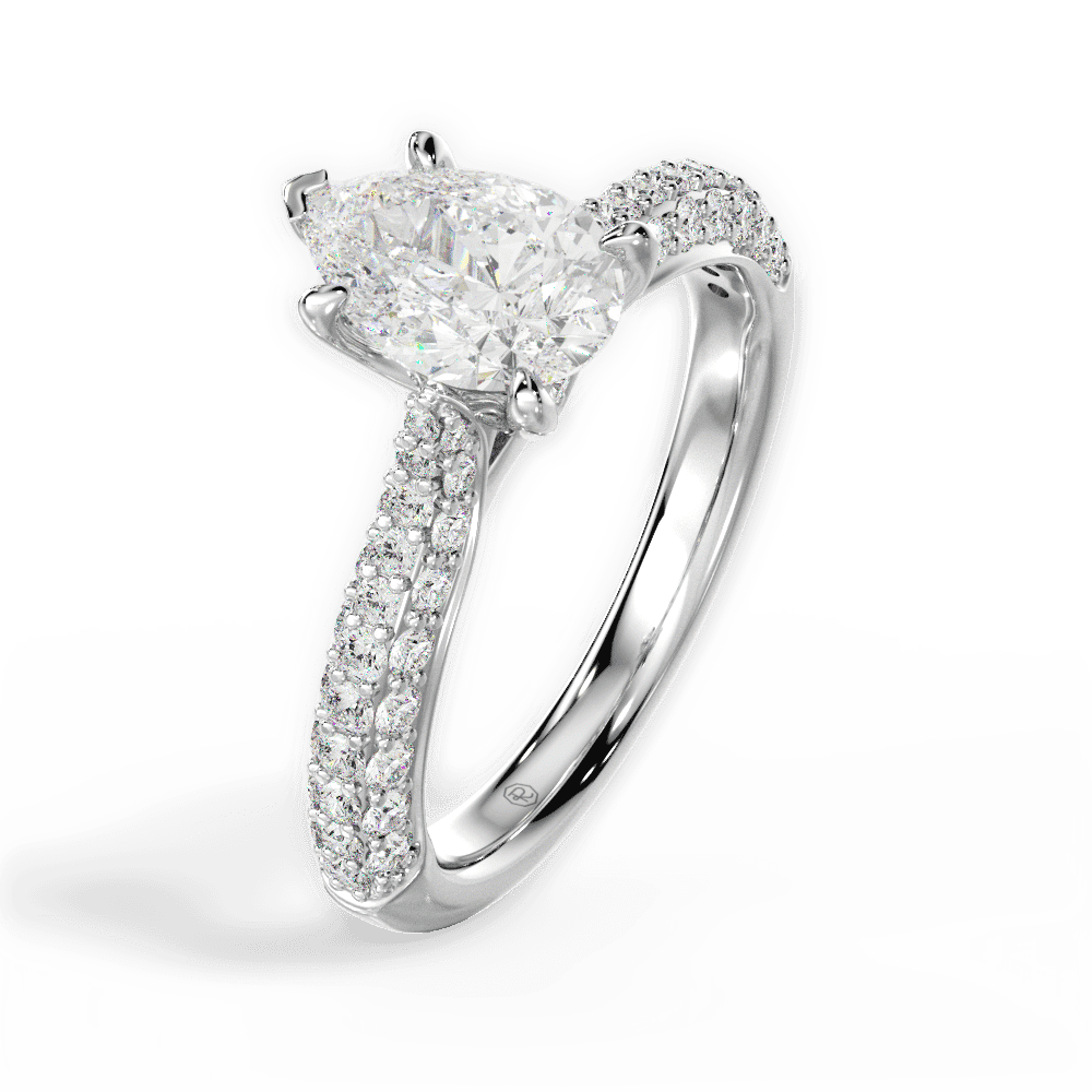 14kt White Gold/18kt White Gold/Platinum/pear/side