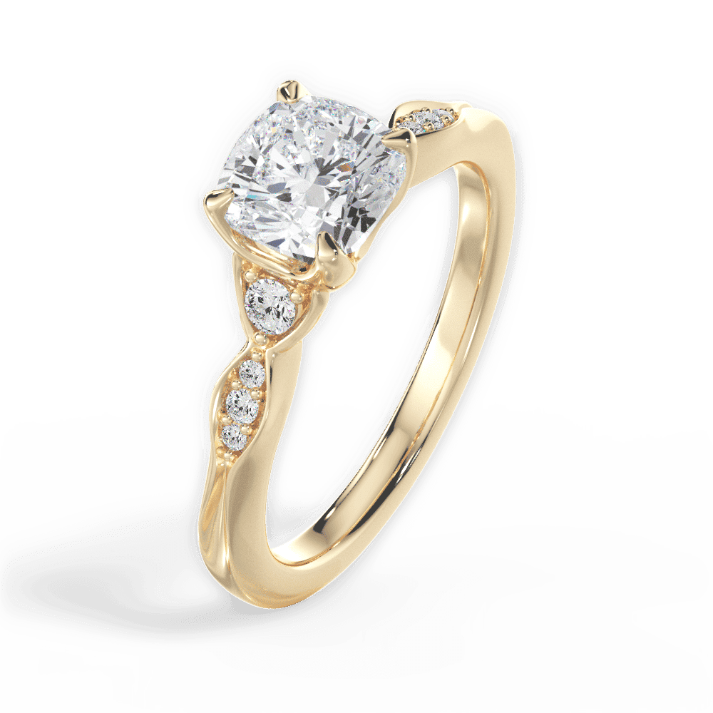 14kt Yellow Gold/18kt Yellow Gold/cushion/side