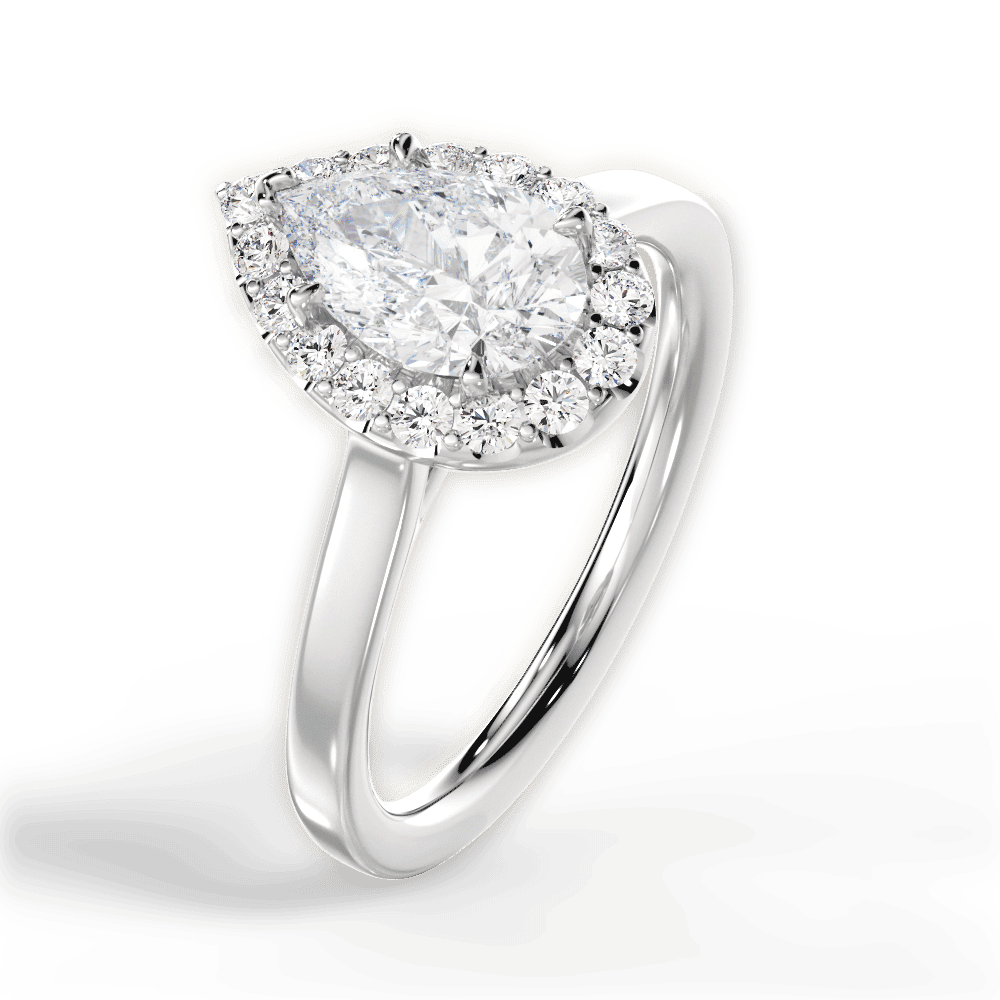 14kt White Gold/18kt White Gold/Platinum/pear/side