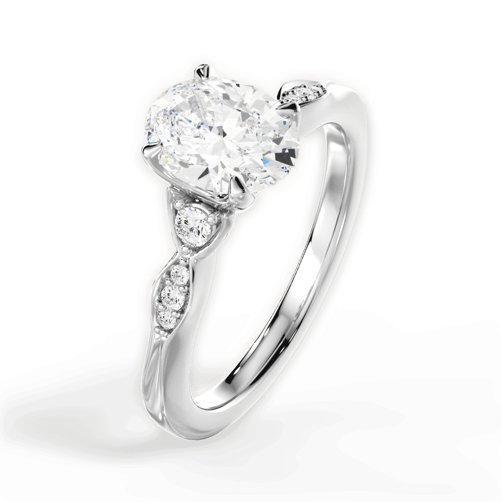 14kt White Gold/18kt White Gold/Platinum/oval/side