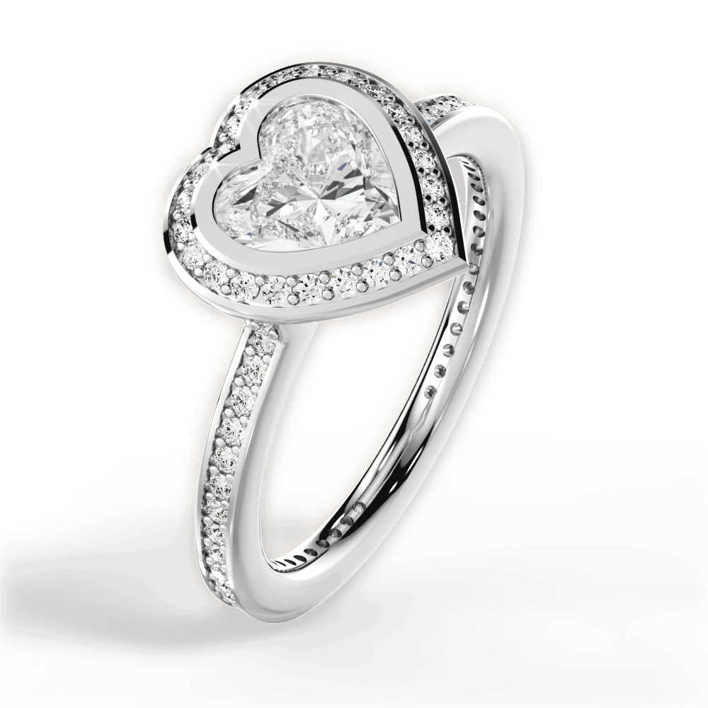 14kt White Gold/18kt White Gold/Platinum/heart/side