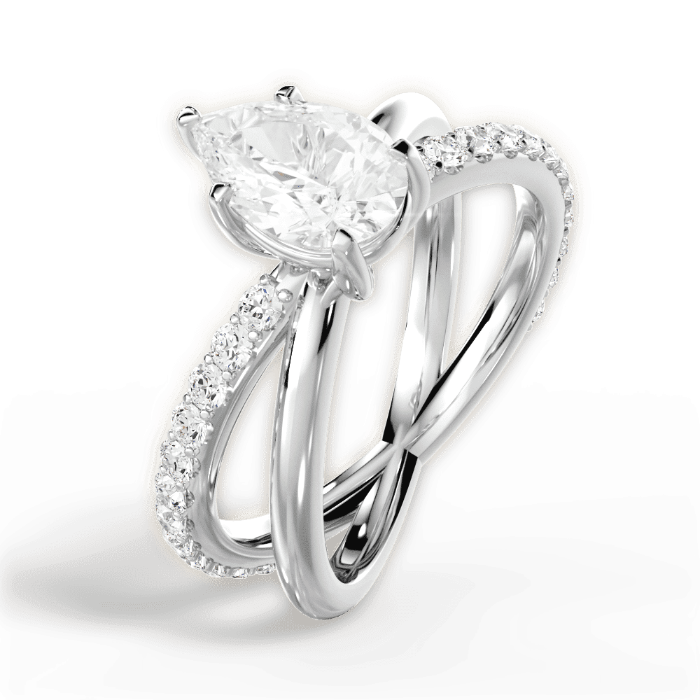 14kt White Gold/18kt White Gold/Platinum/pear/side
