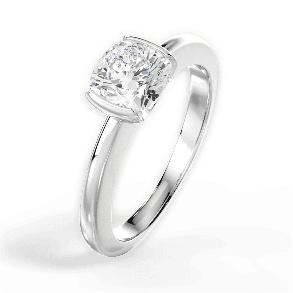 14kt White Gold/18kt White Gold/Platinum/cushion/side