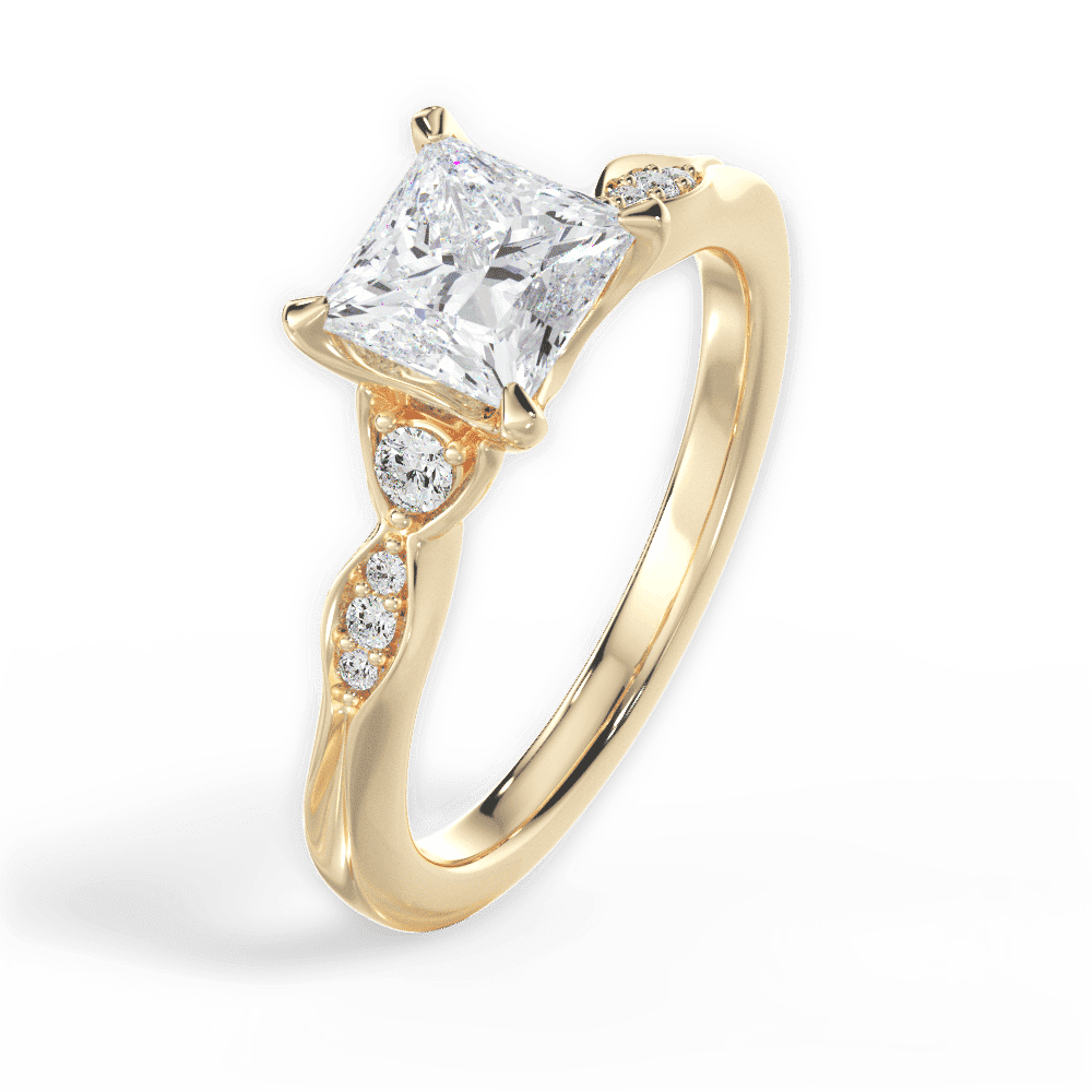 14kt Yellow Gold/18kt Yellow Gold/princess/side