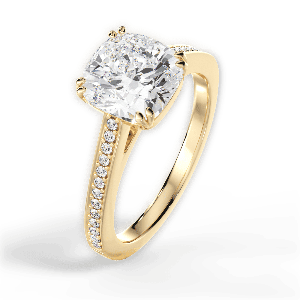 14kt Yellow Gold/18kt Yellow Gold/cushion/side