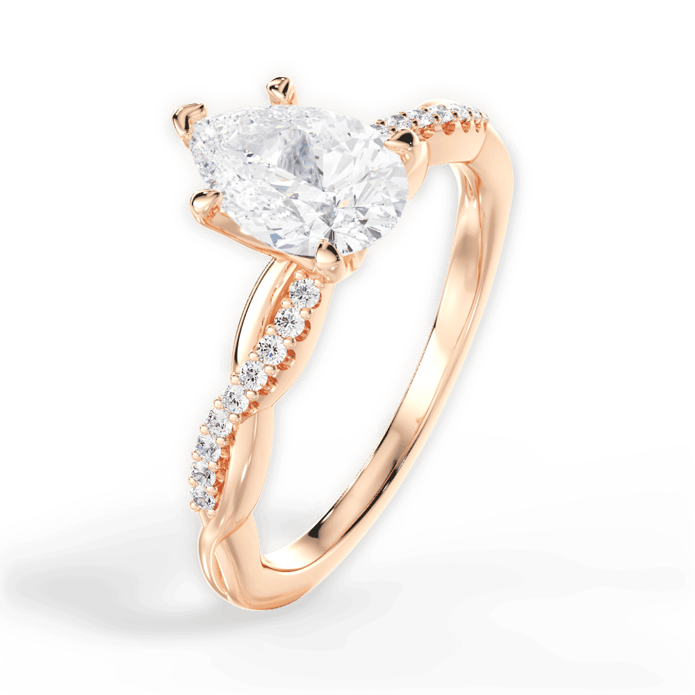 14kt Rose Gold/18kt Rose Gold/pear/side