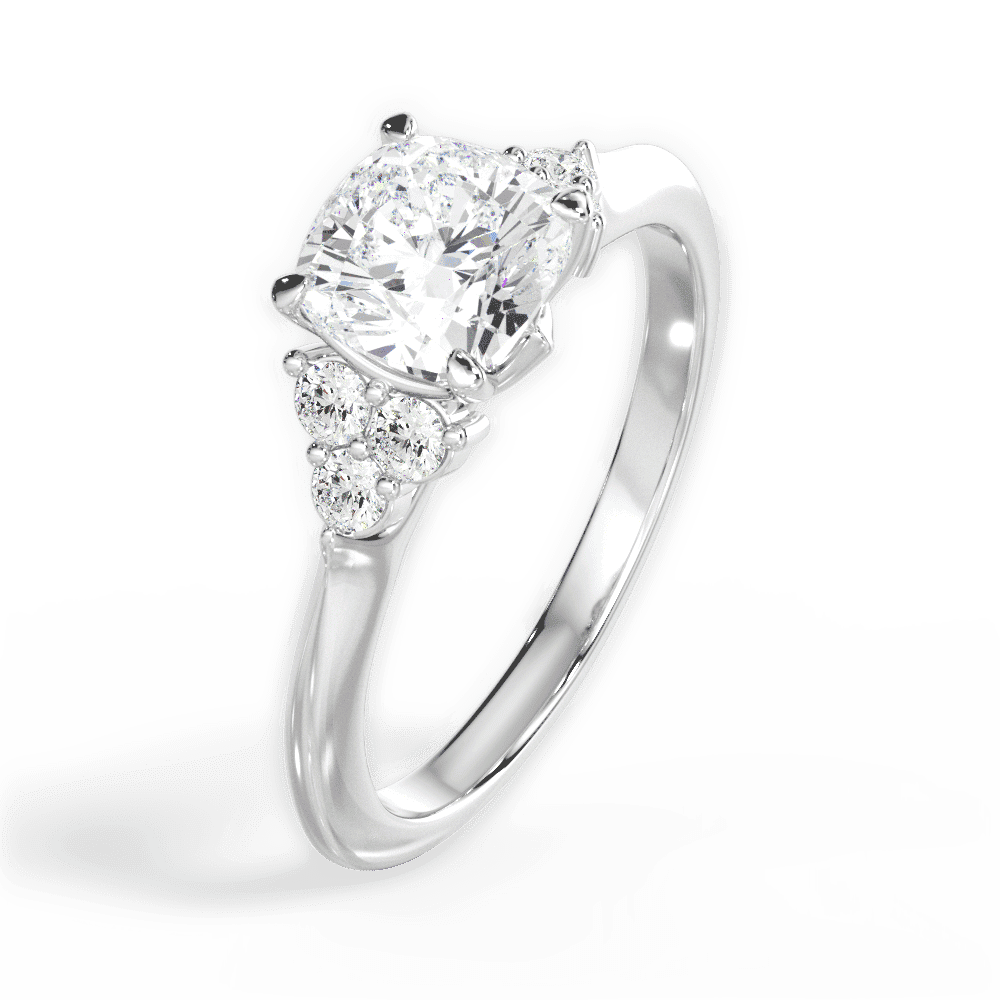 14kt White Gold/18kt White Gold/Platinum/cushion/side