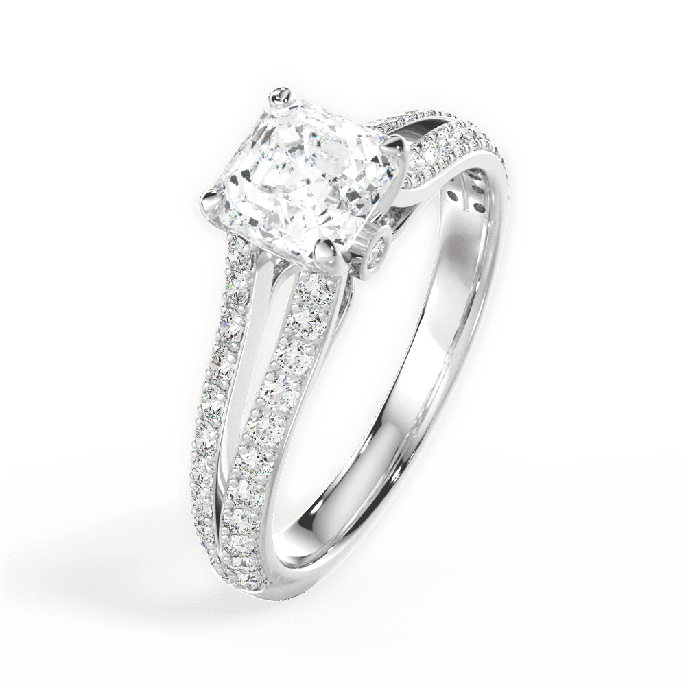 14kt White Gold/18kt White Gold/Platinum/asscher/side