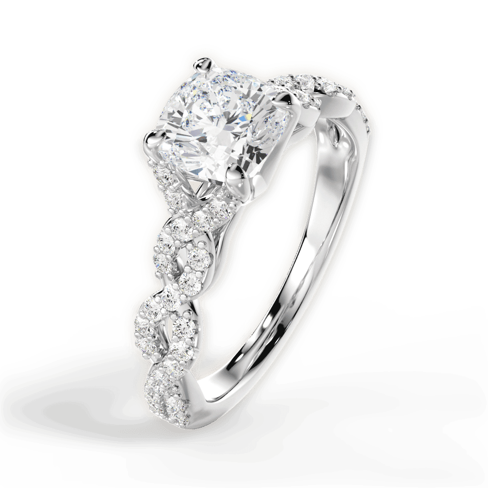14kt White Gold/18kt White Gold/Platinum/cushion/side