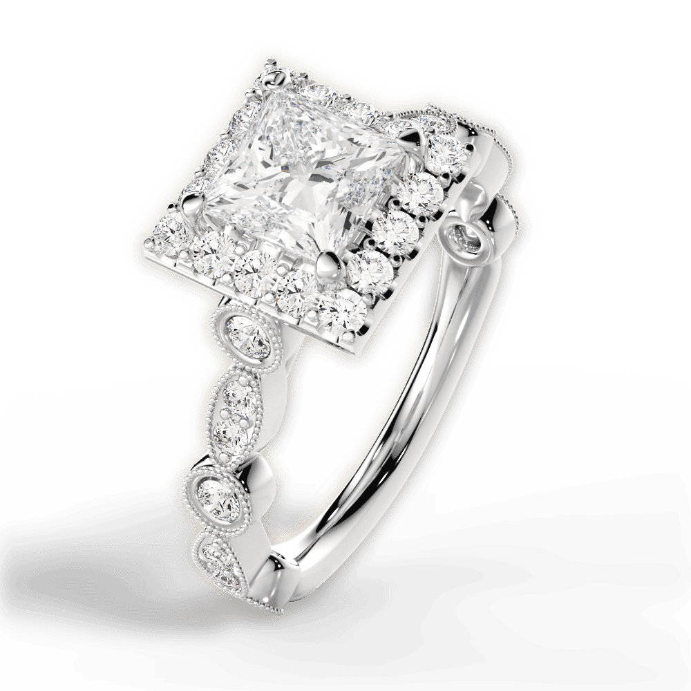 14kt White Gold/18kt White Gold/Platinum/princess/side