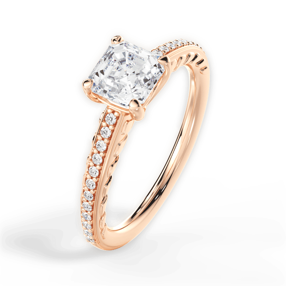 14kt Rose Gold/18kt Rose Gold/asscher/side