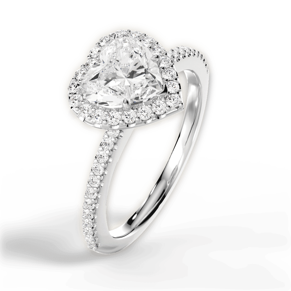 14kt White Gold/18kt White Gold/Platinum/heart/side