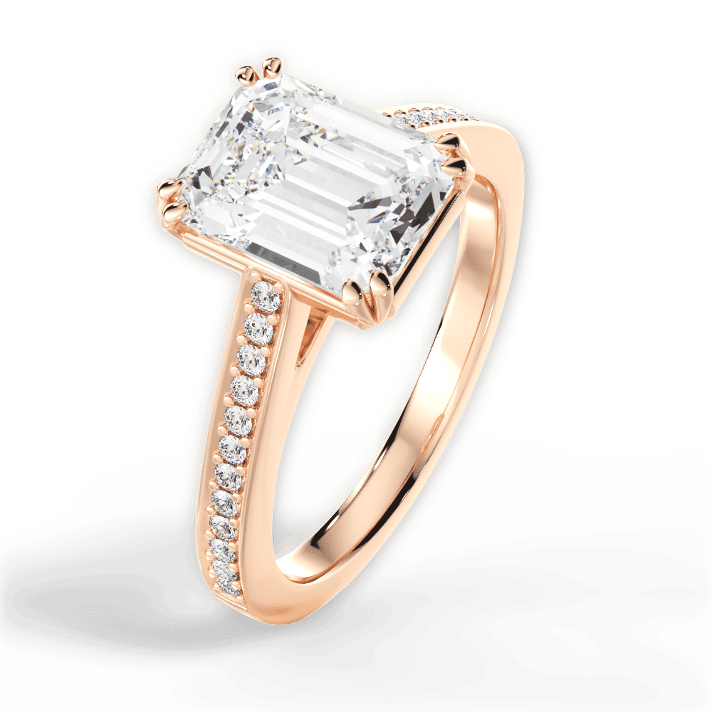 14kt Rose Gold/18kt Rose Gold/emerald/side