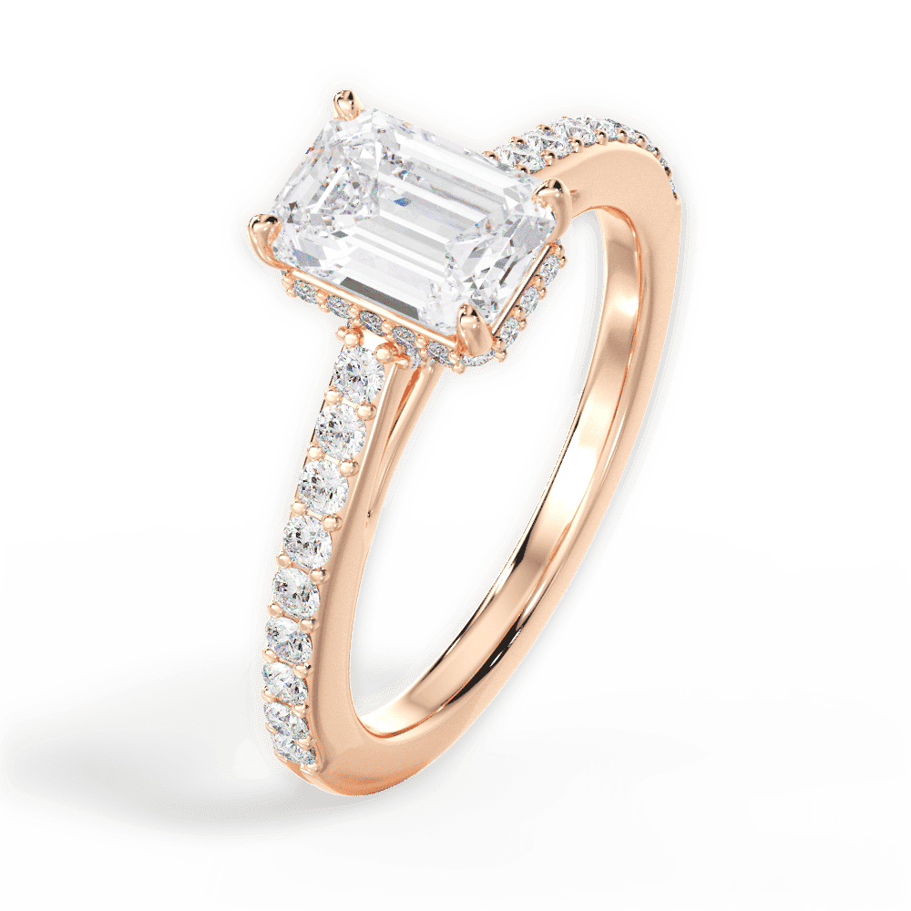 14kt Rose Gold/18kt Rose Gold/emerald/side