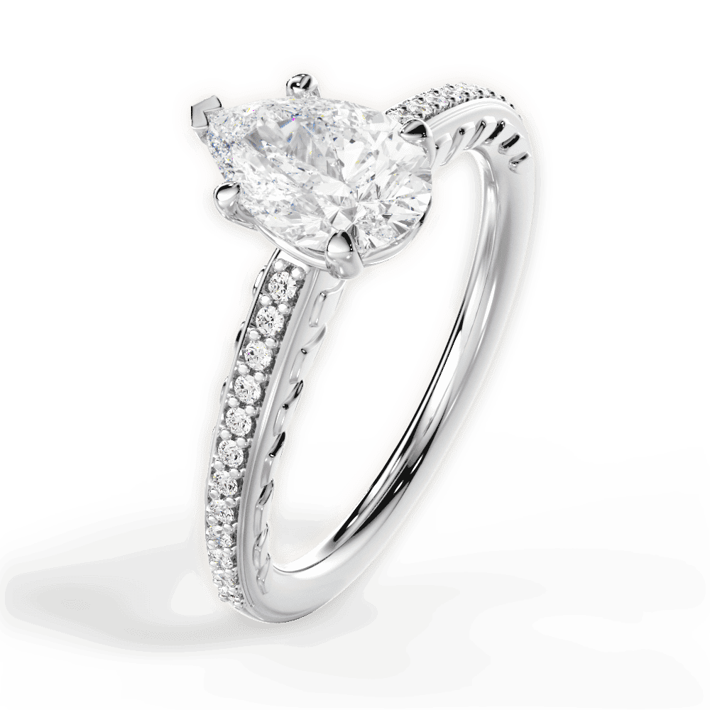 14kt White Gold/18kt White Gold/Platinum/pear/side