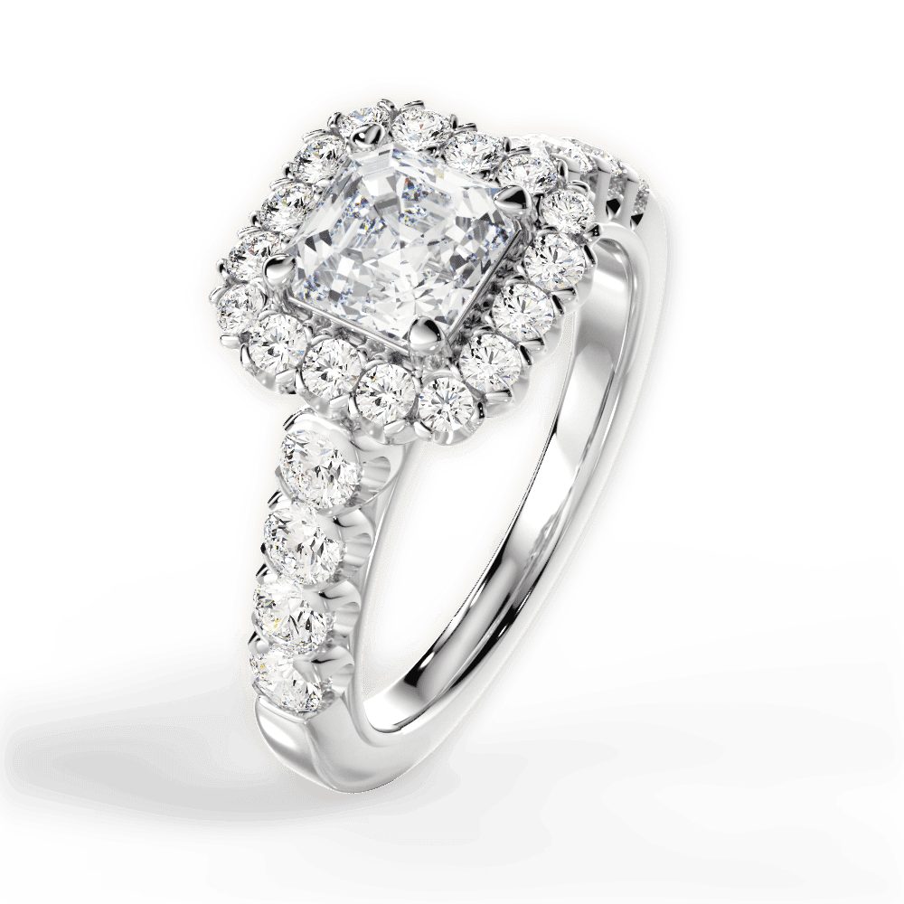 14kt White Gold/18kt White Gold/Platinum/asscher/side