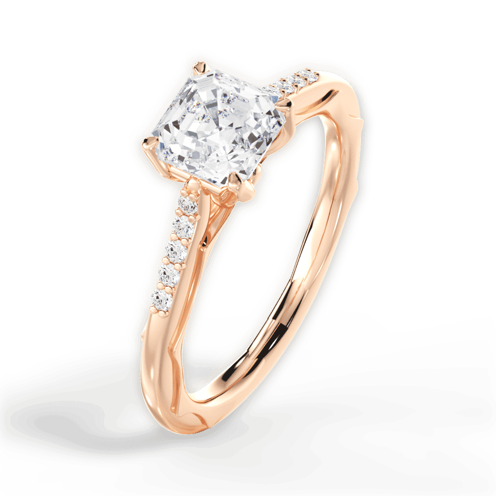 14kt Rose Gold/18kt Rose Gold/asscher/side