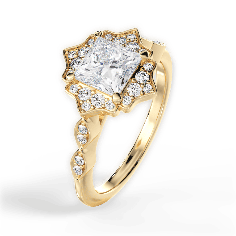 14kt Yellow Gold/18kt Yellow Gold/princess/side
