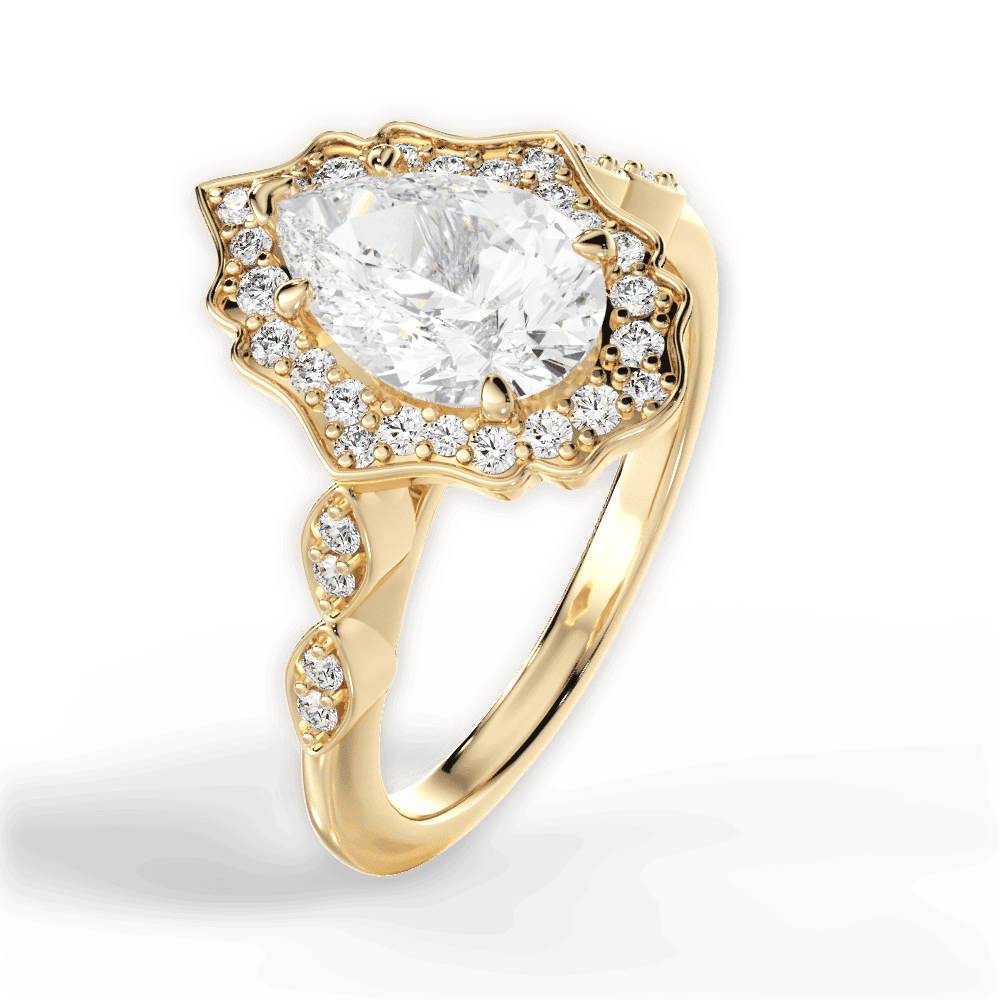 14kt Yellow Gold/18kt Yellow Gold/pear/side