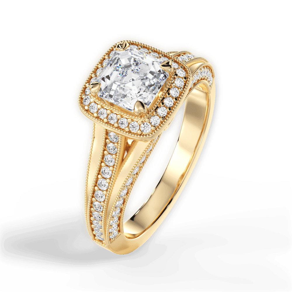14kt Yellow Gold/18kt Yellow Gold/asscher/side