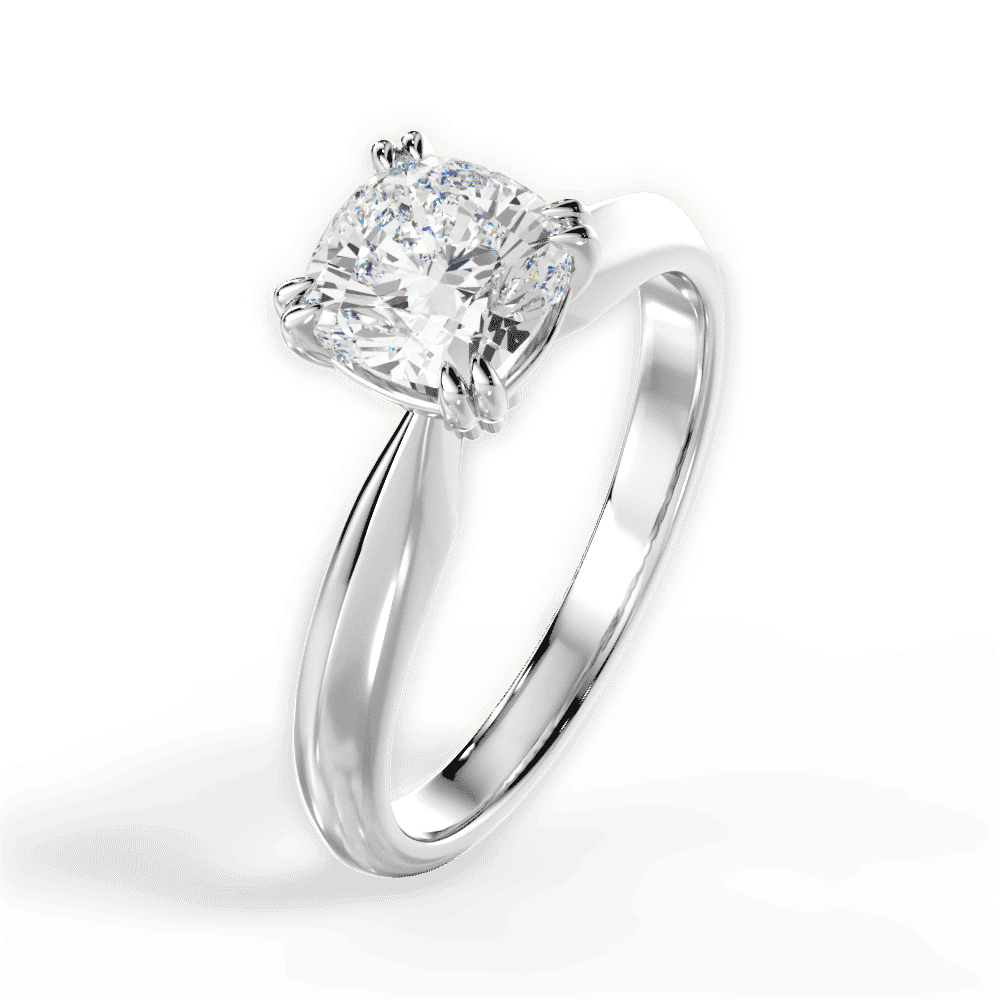 14kt White Gold/18kt White Gold/Platinum/cushion/side