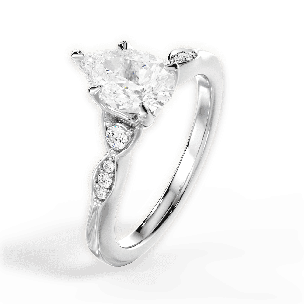 14kt White Gold/18kt White Gold/Platinum/pear/side