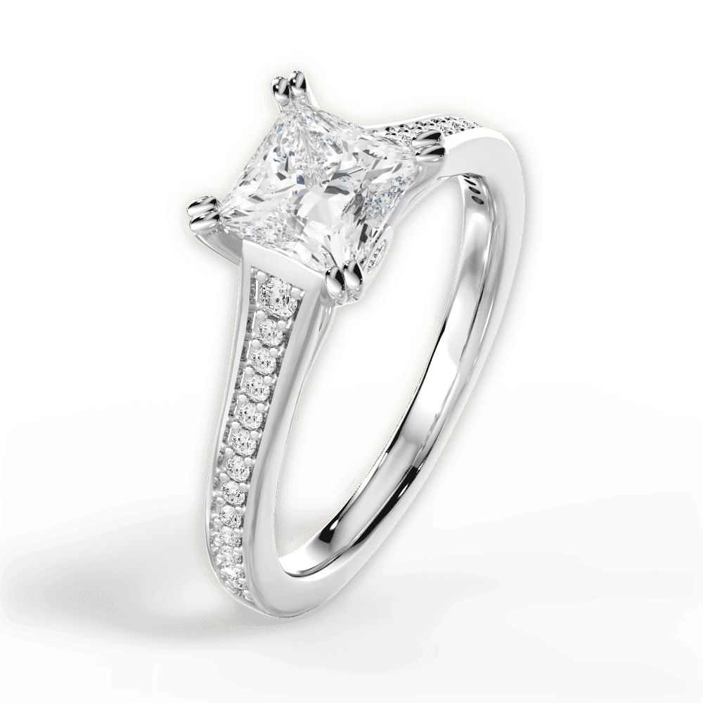 14kt White Gold/18kt White Gold/Platinum/princess/side