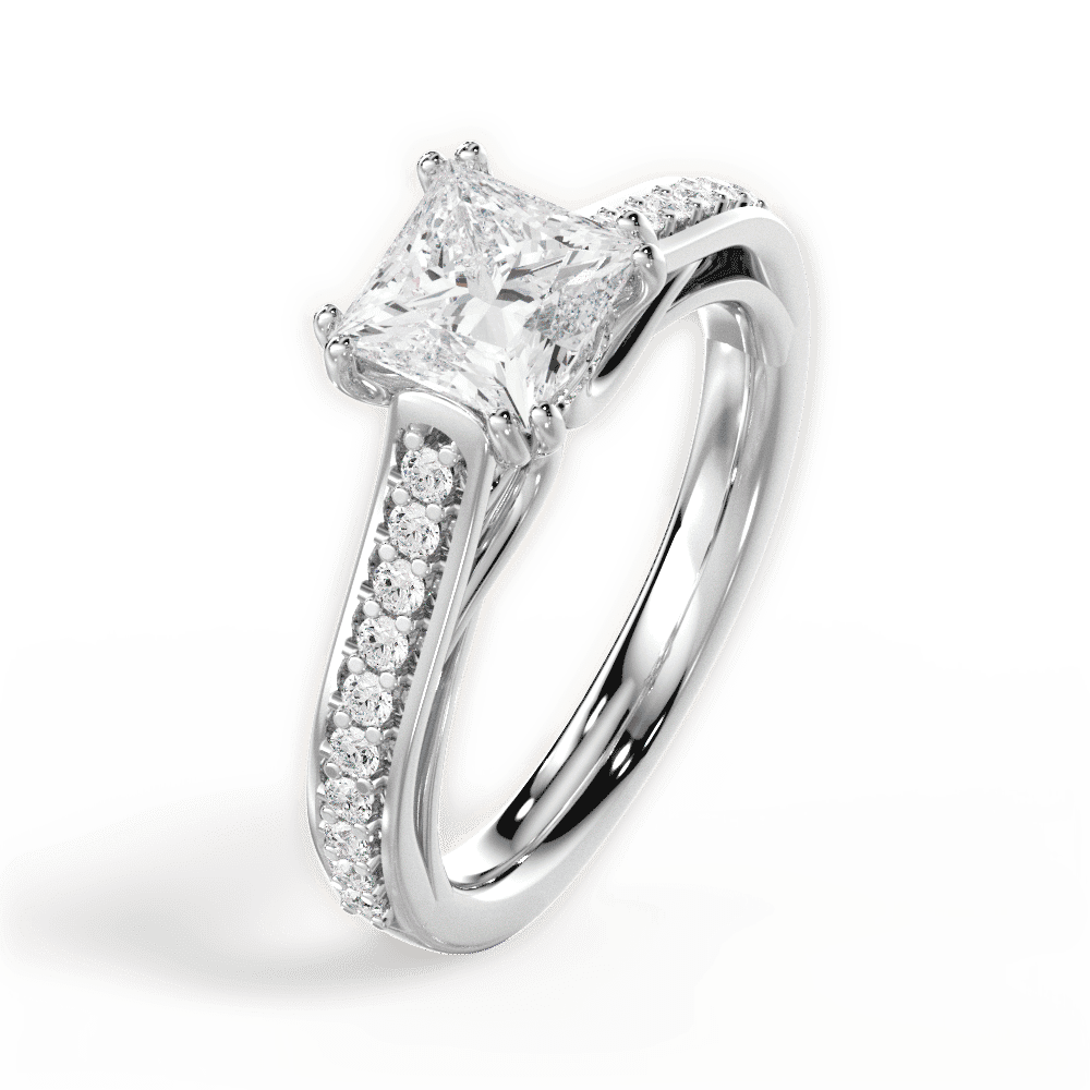 14kt White Gold/18kt White Gold/Platinum/princess/side