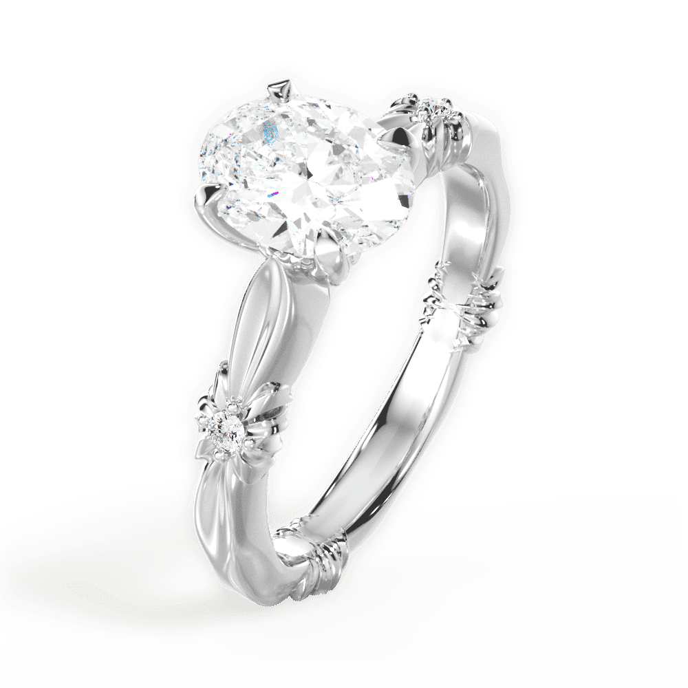 14kt White Gold/18kt White Gold/Platinum/oval/side