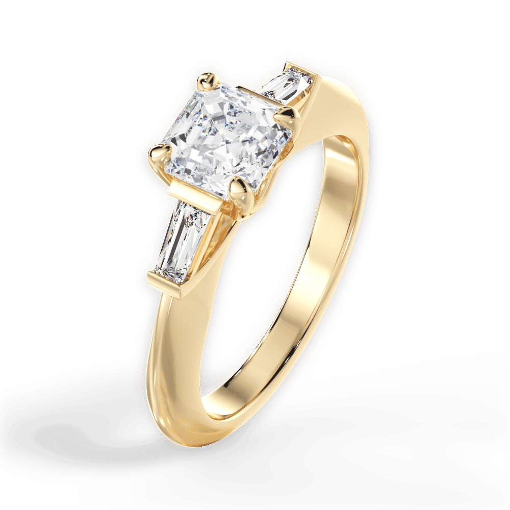 14kt Yellow Gold/18kt Yellow Gold/asscher/side