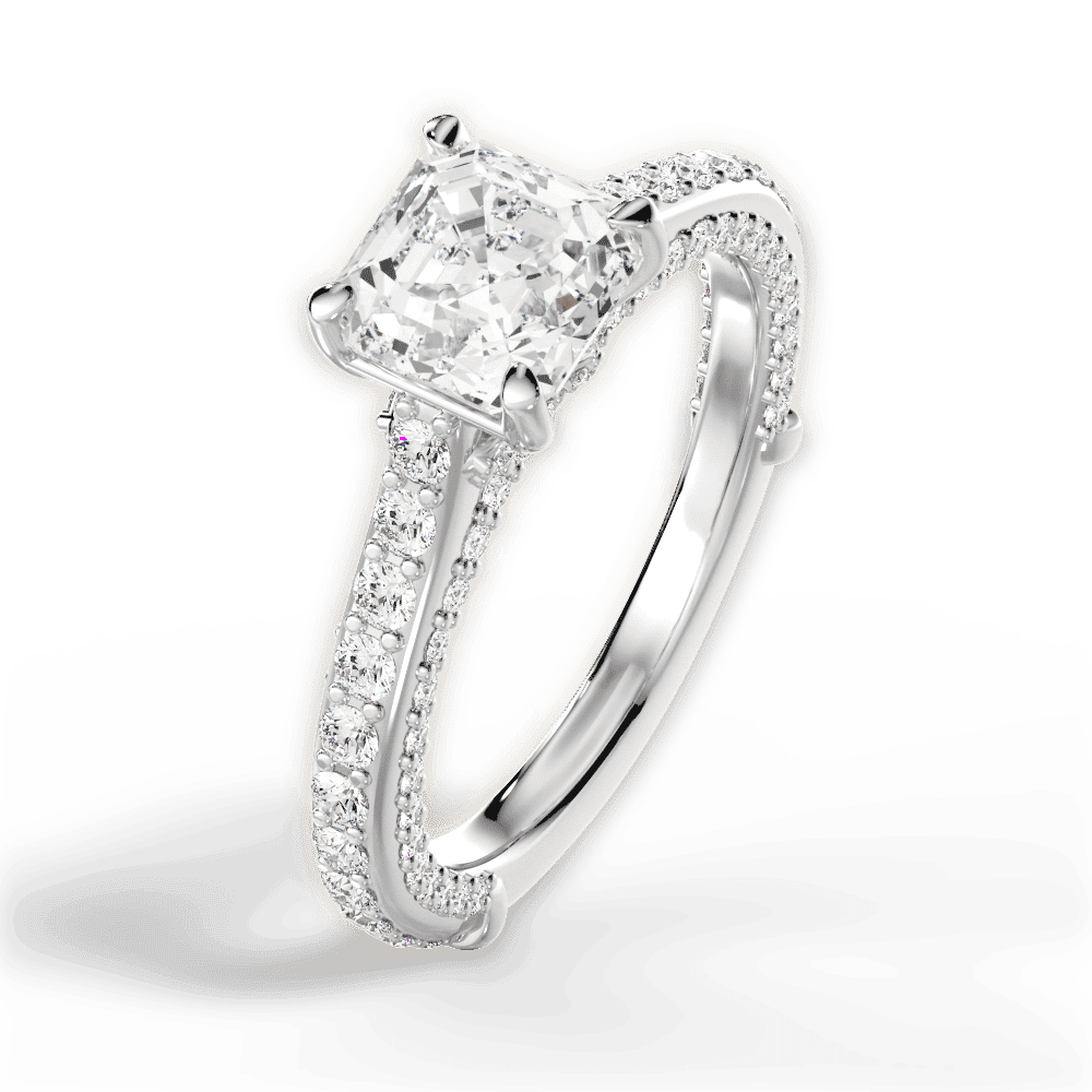 14kt White Gold/18kt White Gold/Platinum/asscher/side