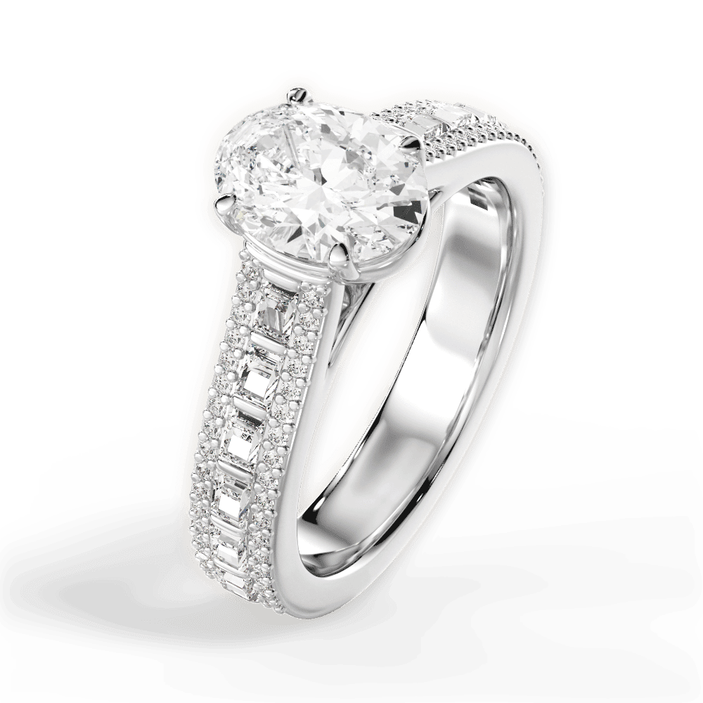 14kt White Gold/18kt White Gold/Platinum/oval/side
