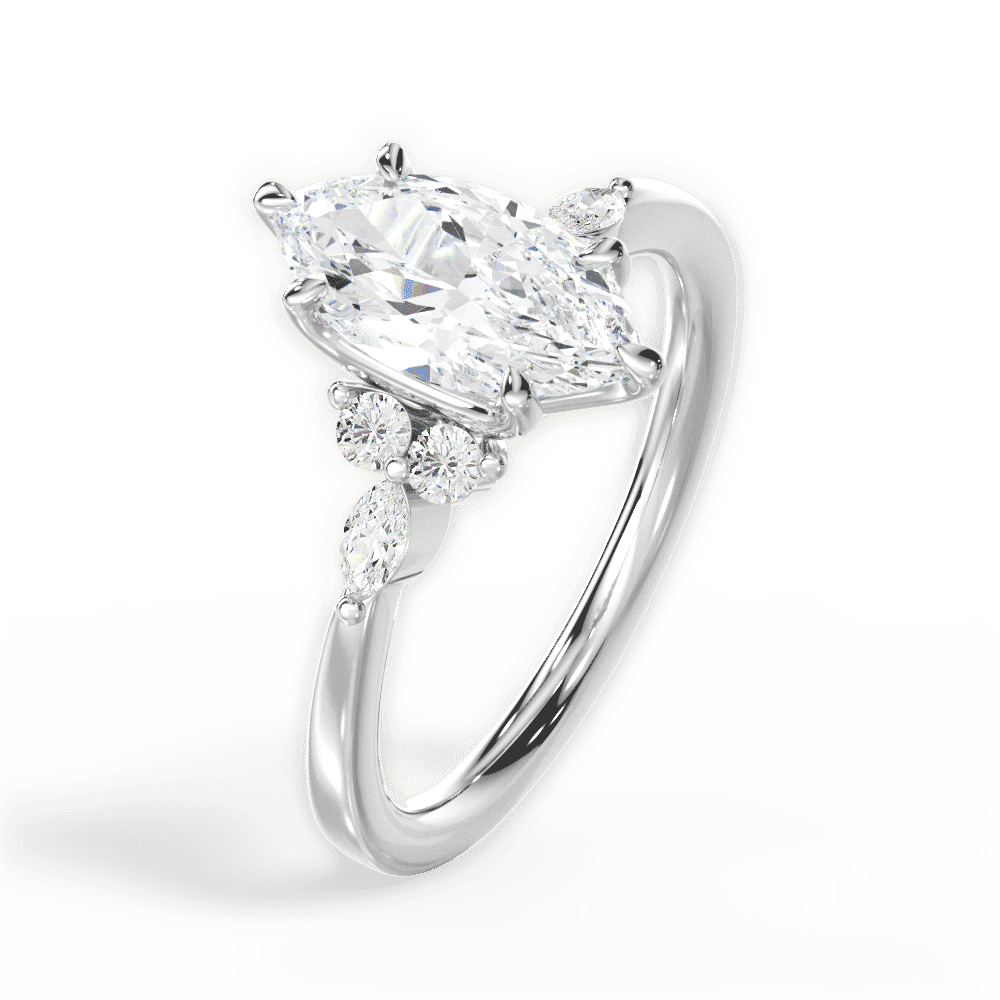 14kt White Gold/18kt White Gold/Platinum/marquise/side