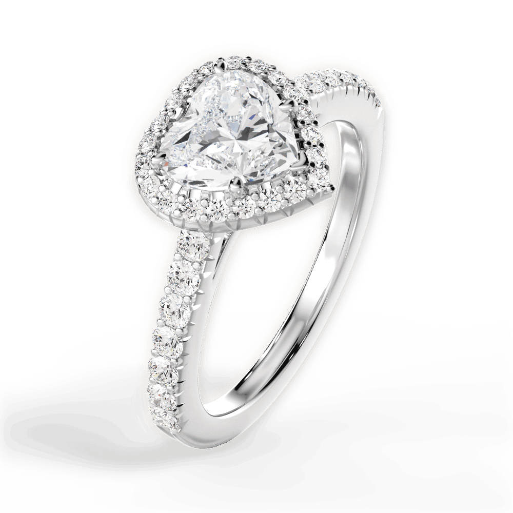 14kt White Gold/18kt White Gold/Platinum/heart/side