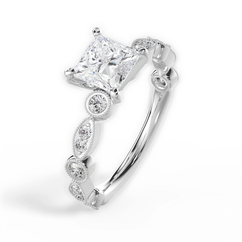 14kt White Gold/18kt White Gold/Platinum/princess/side