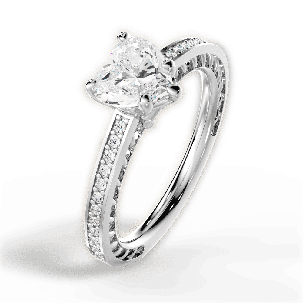 14kt White Gold/18kt White Gold/Platinum/heart/side